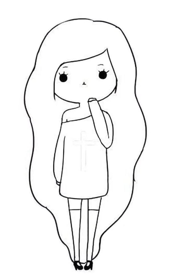 девочка рисунок для срисовки