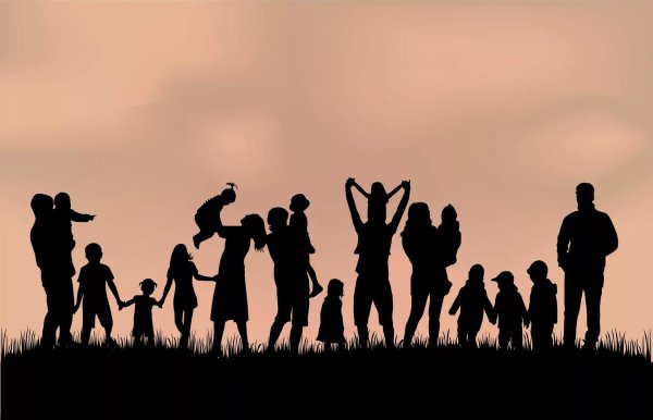 силуэт счастливой семьи