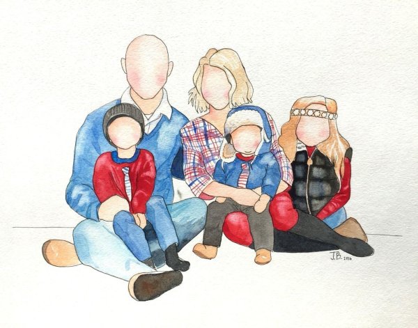 акварельные портреты семьи