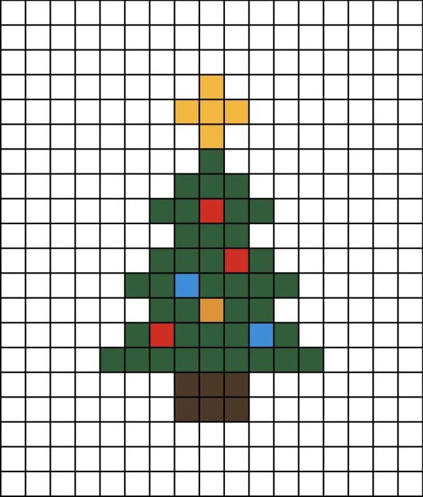 рисунок по клеткам новогодний