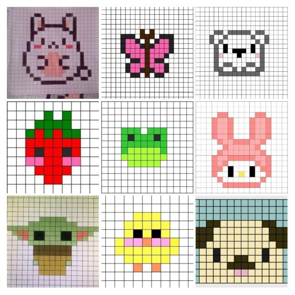 рисунки по клеткам маленькие