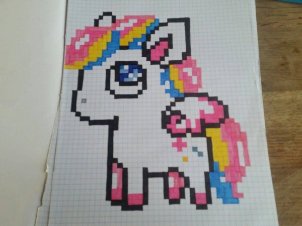 рисовать по клеточкам единорога