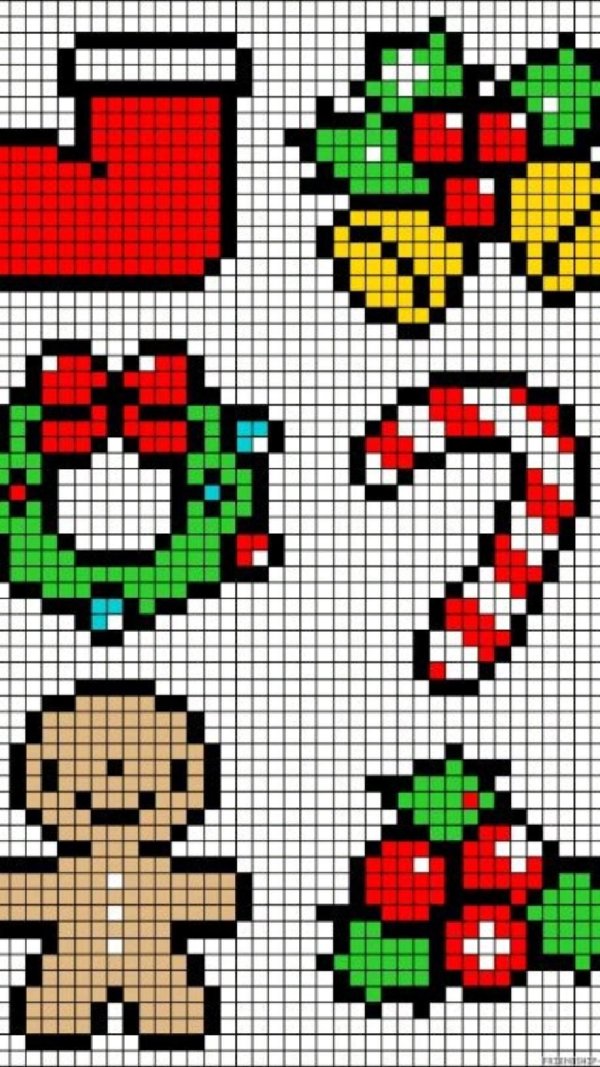 новогодние рисунки по клеточкам