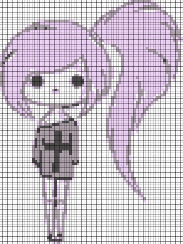 рисунки по клеточкам девочка
