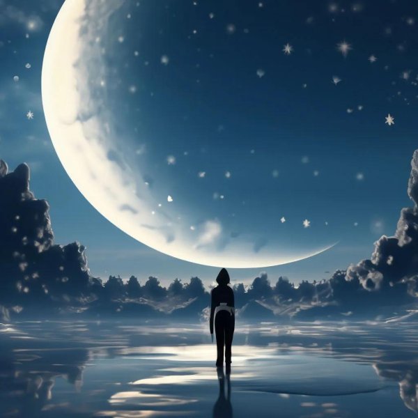 на фоне луны