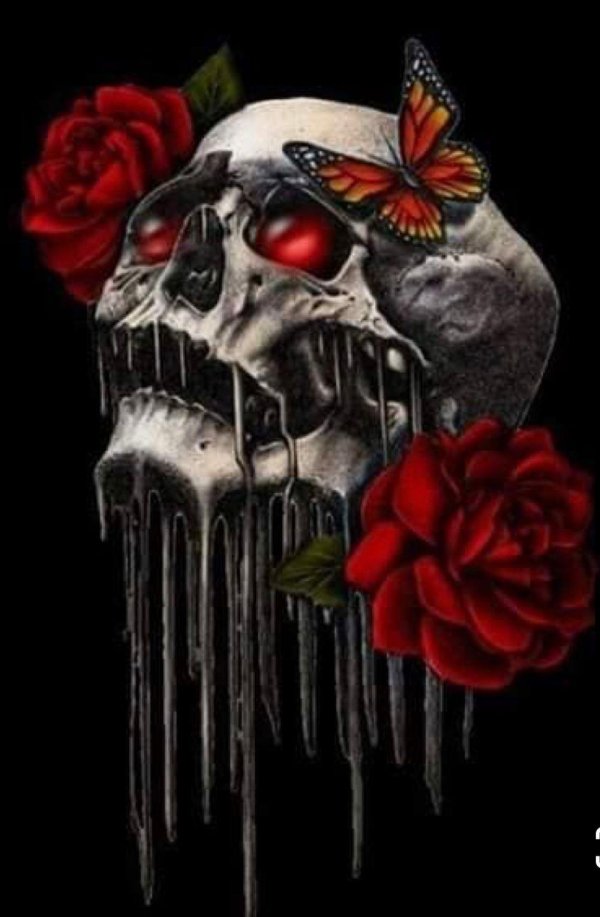 скелет с розой