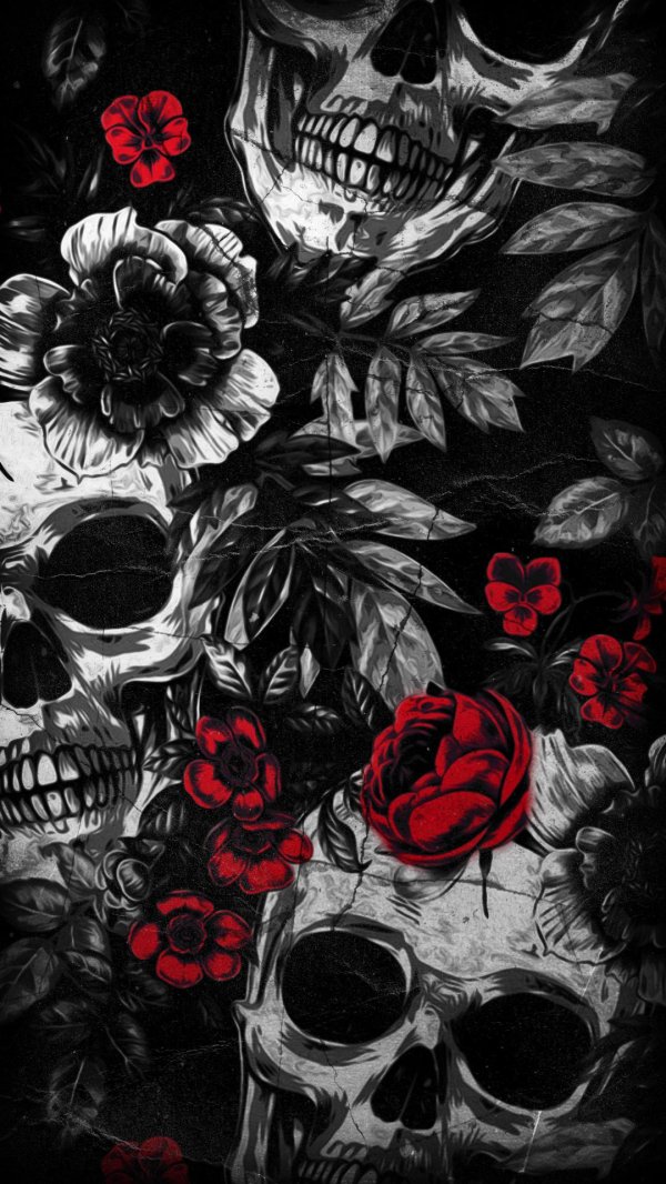 skull and roses