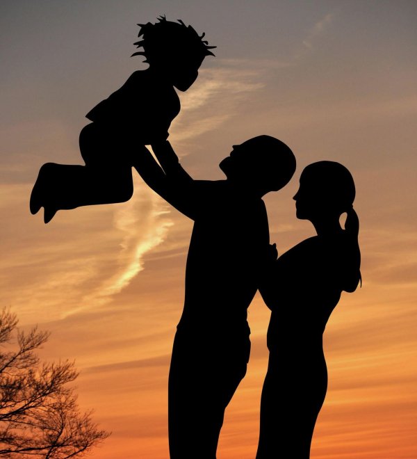 силуэт счастливой семьи