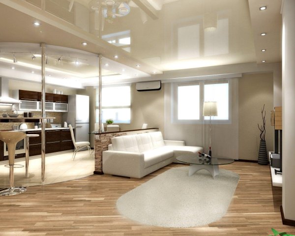 потолок кухня гостиная