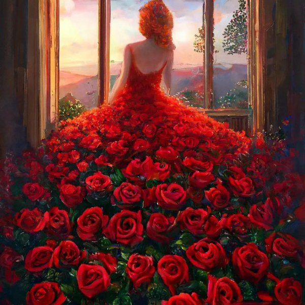 девушка в красном