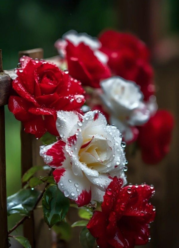 red and white roses