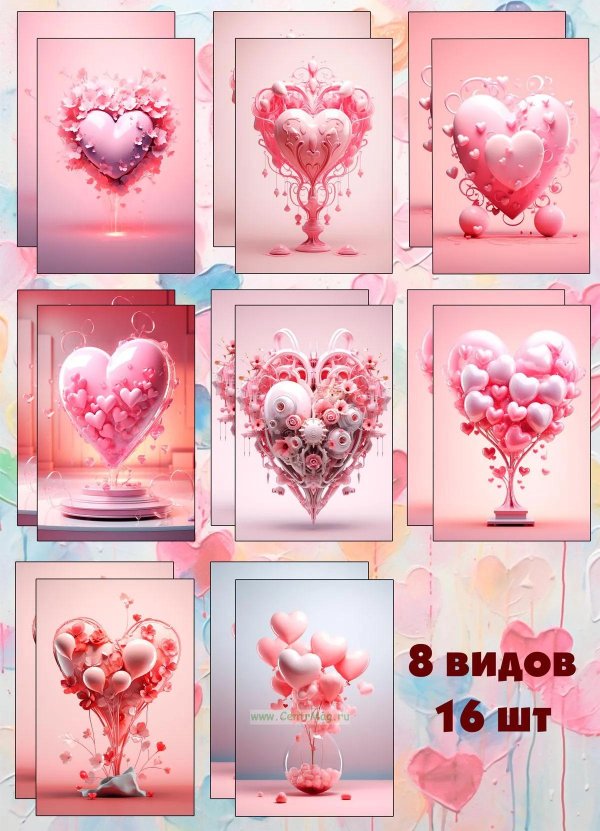 набор мини открыток сердечки