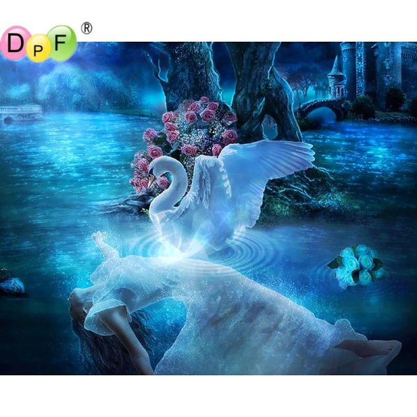 вышивка лебеди