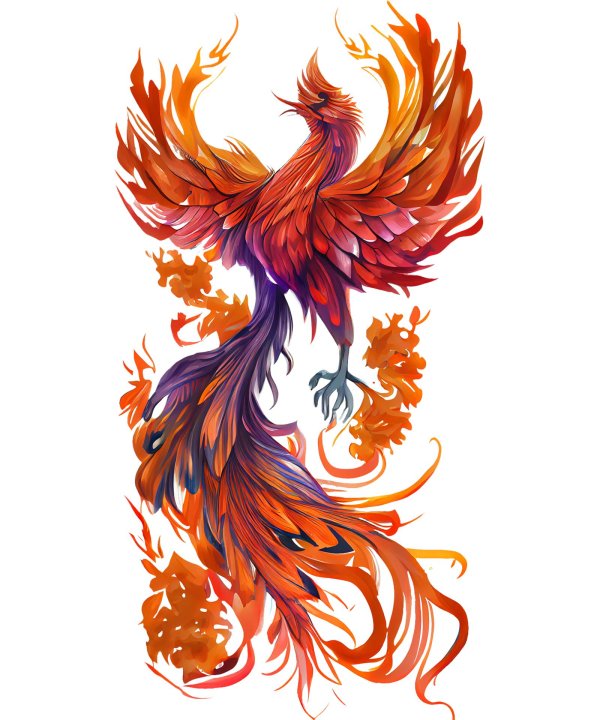 феникс эскизы тату цветные