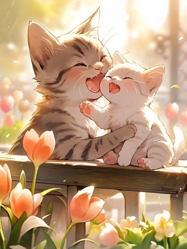 кошка милая рисунок