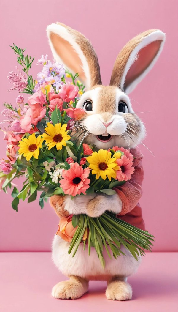 зайчик с букетом