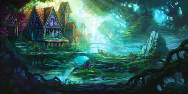 лесные города фэнтези elven village