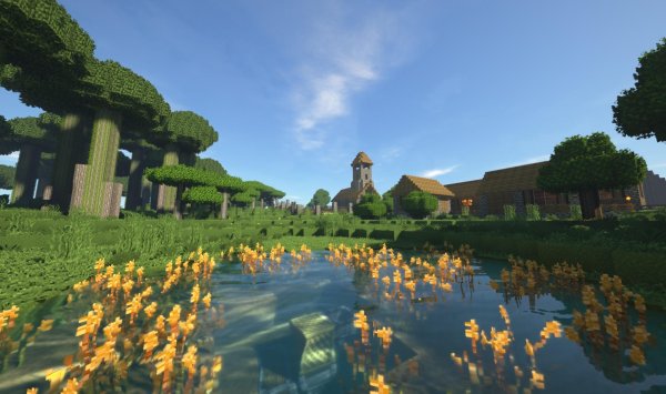 красивый пейзаж в майнкрафте