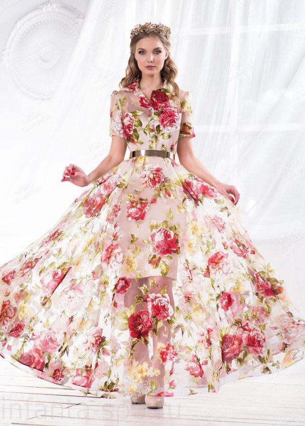 платье вечернее в цветочек