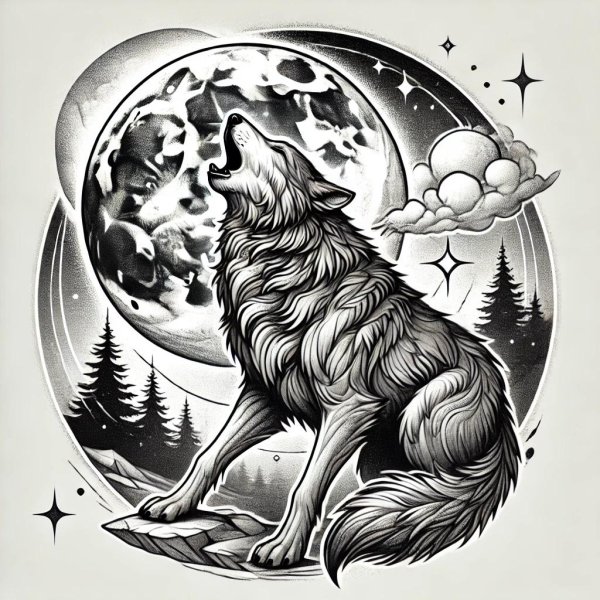 эскиз волк
