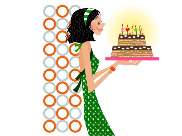 девушка с тортом