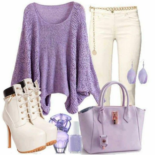 сочетание лавандового цвета в одежде