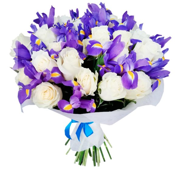 букет из ирисов и роз