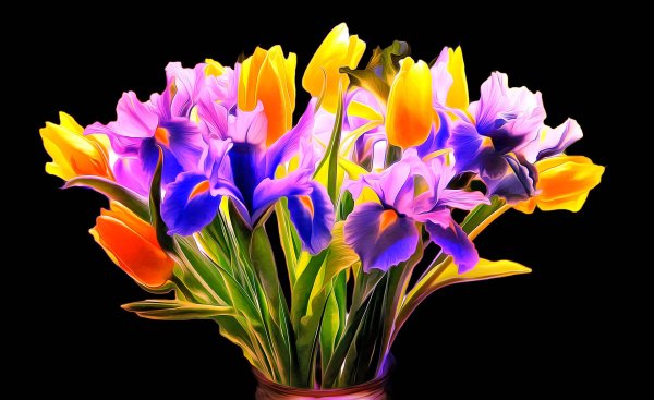 цветы тюльпаны с ирисами