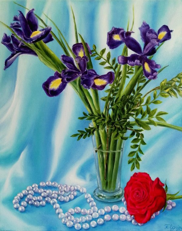натюрморт с ирисами