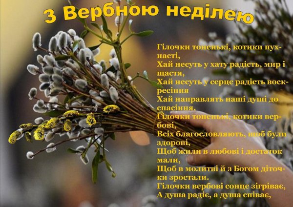 вітання з вербною неділею