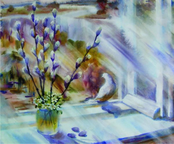 верба акварель