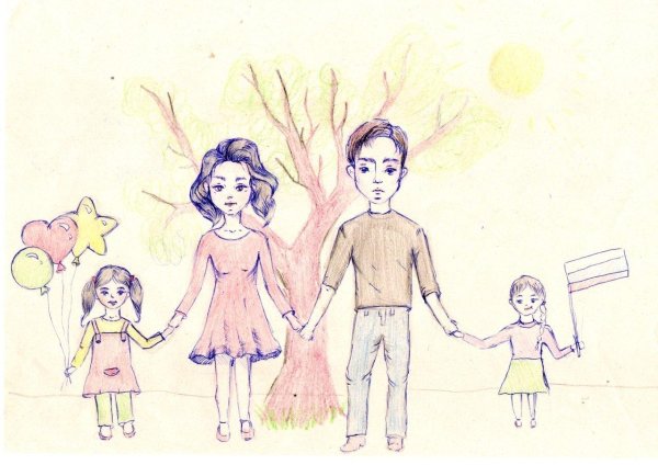 детские рисунки семья