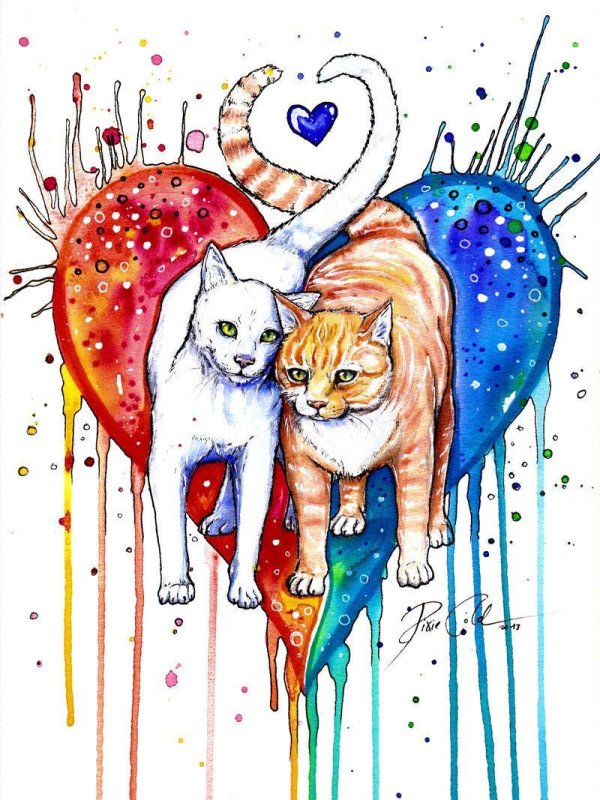 влюбленные акварель