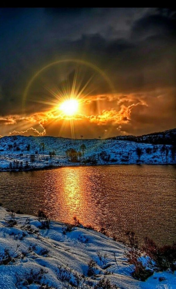 закат зимой