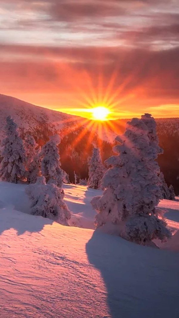 закат зимой