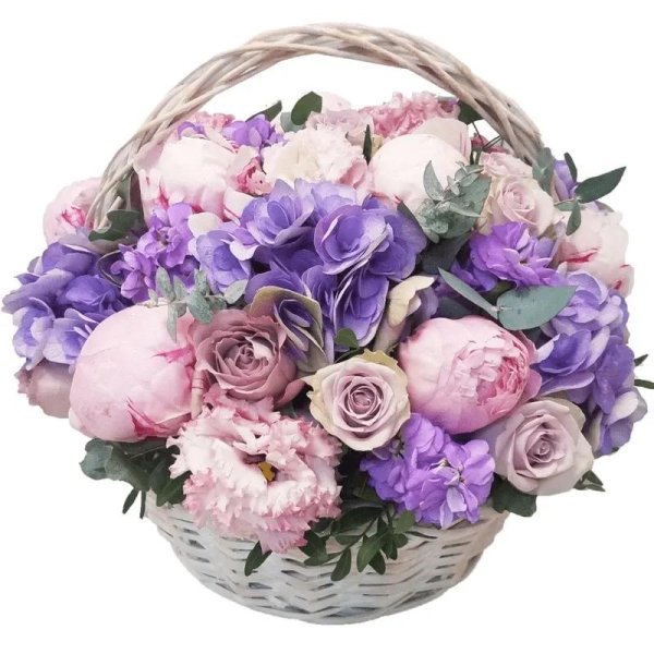 корзина пионов