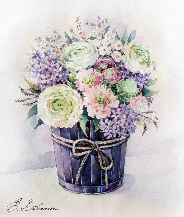 панна акварельный букет