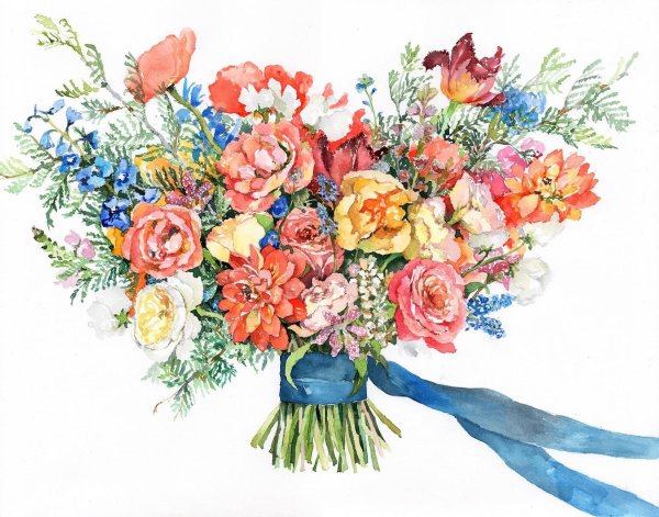 акварельные букеты цветов
