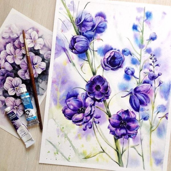 флористика акварелью