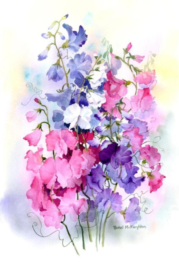 открытки акварелью цветы