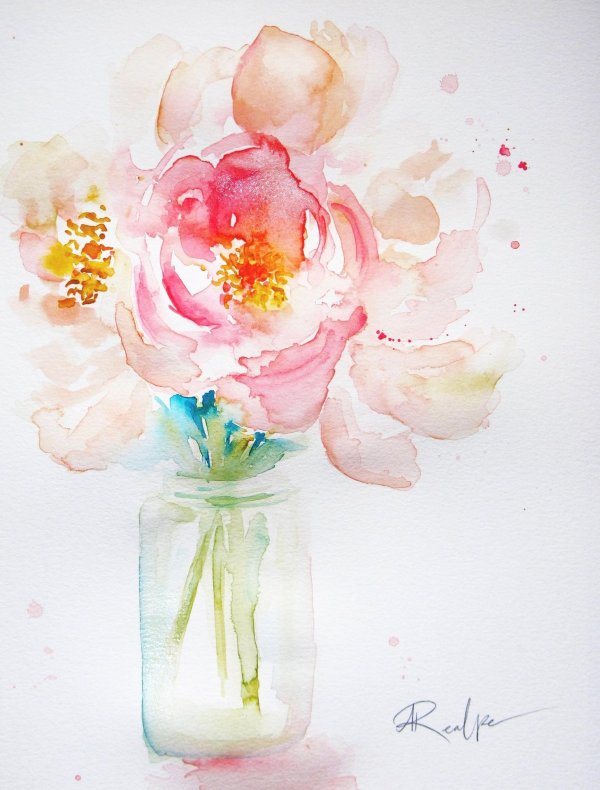 акварель тюлькина пионы