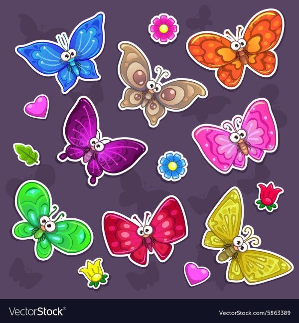 бабочки для распечатки цветные