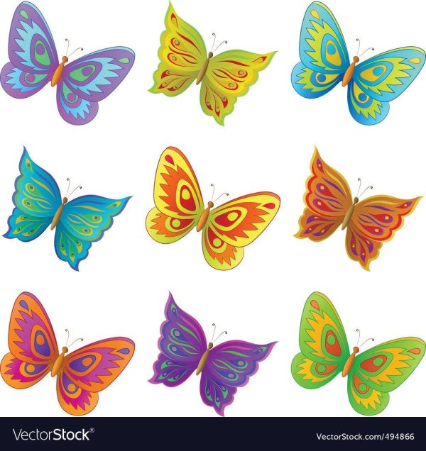 разноцветные бабочки для вырезания