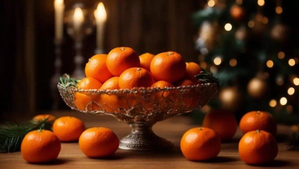 мандарины под елкой