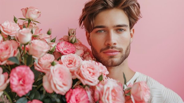 мужик с цветами