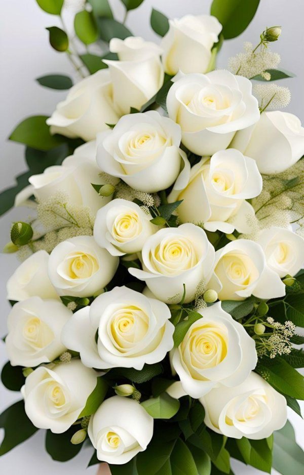 открытка с белыми розами