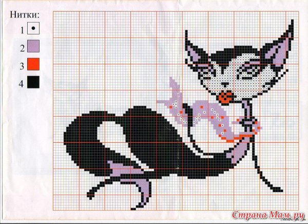 схемы вышивки крестом кошки гламурки