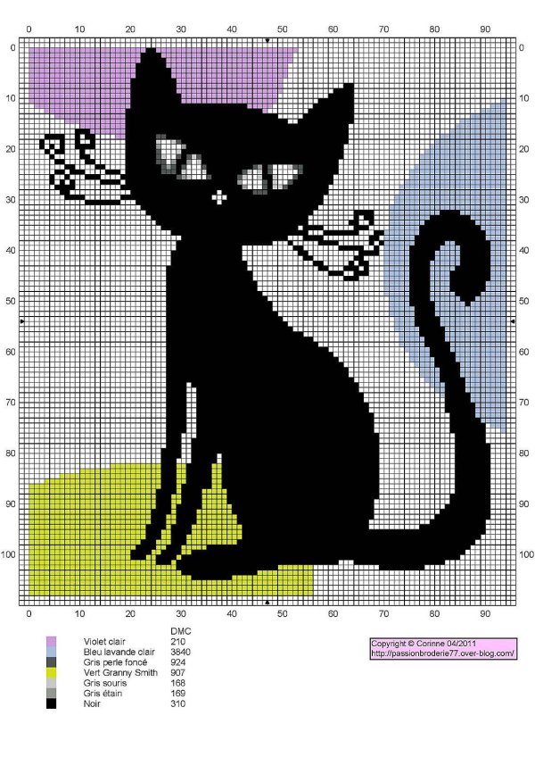 схема вышивки крестом кошка