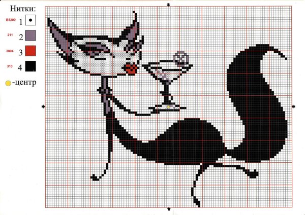 схемы вышивки крестом кошки гламурки