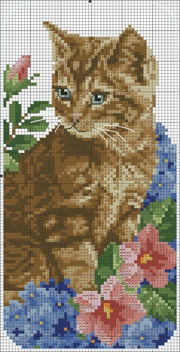 вышивка крестиком котёнок
